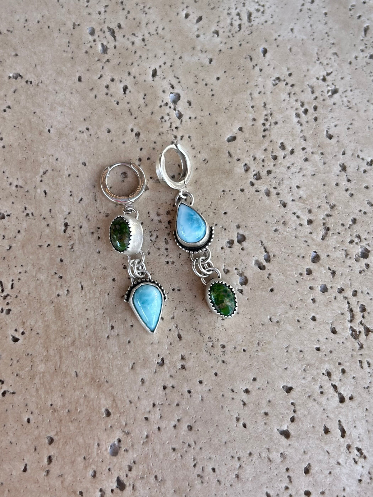 Larimar & Emerald Earrings