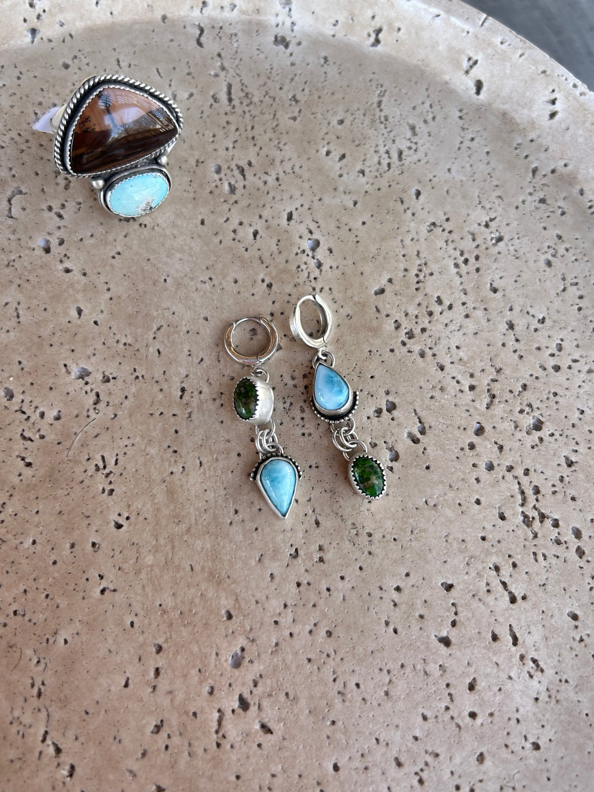 Larimar & Emerald Earrings