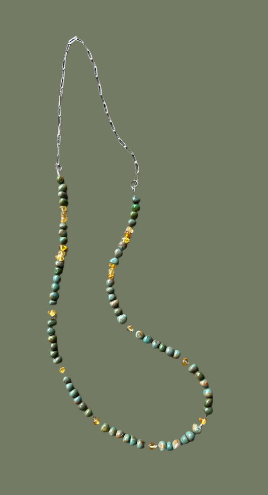 Beaded Turquoise & Baltic Amber necklace