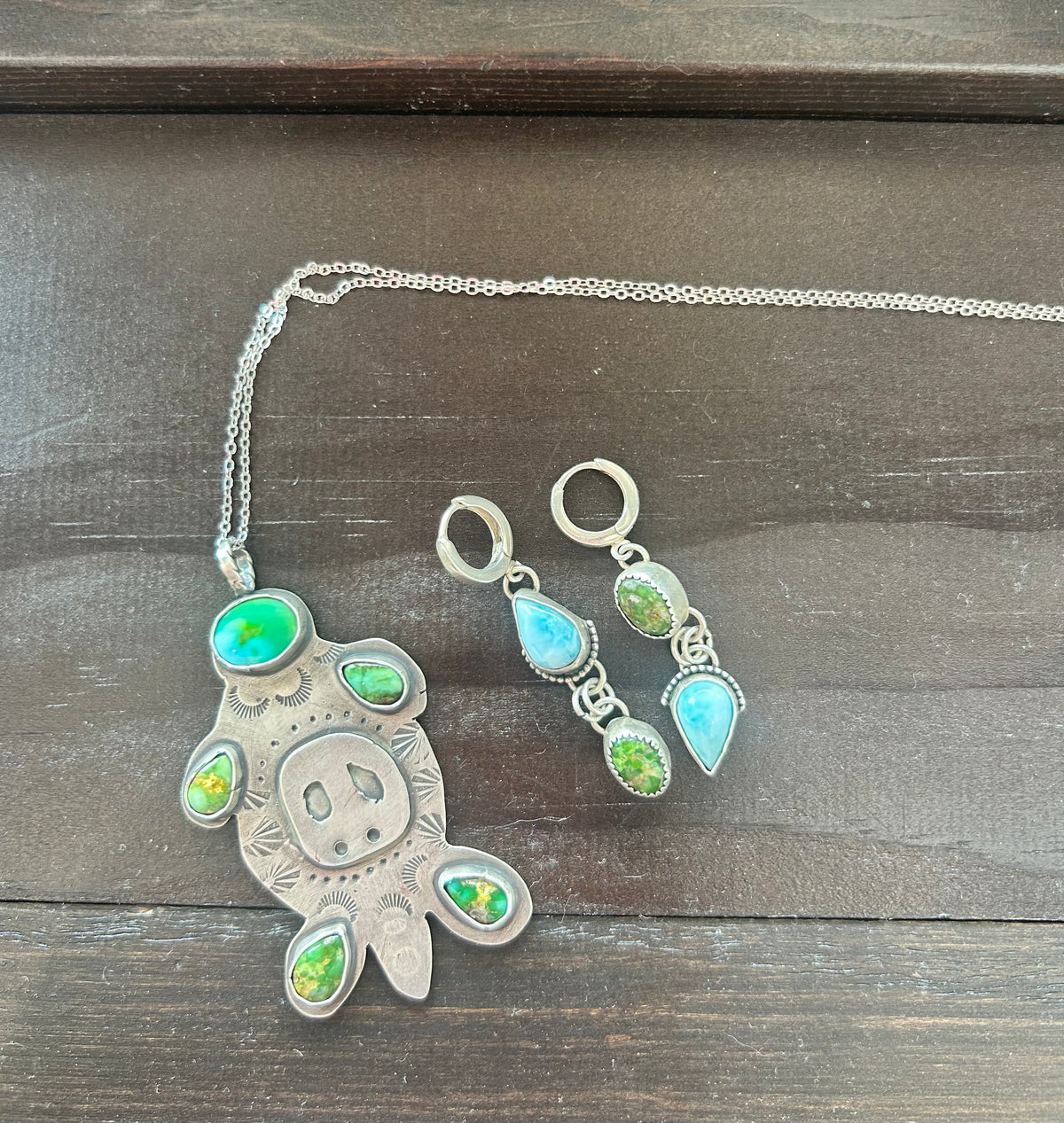 Larimar & Emerald Earrings
