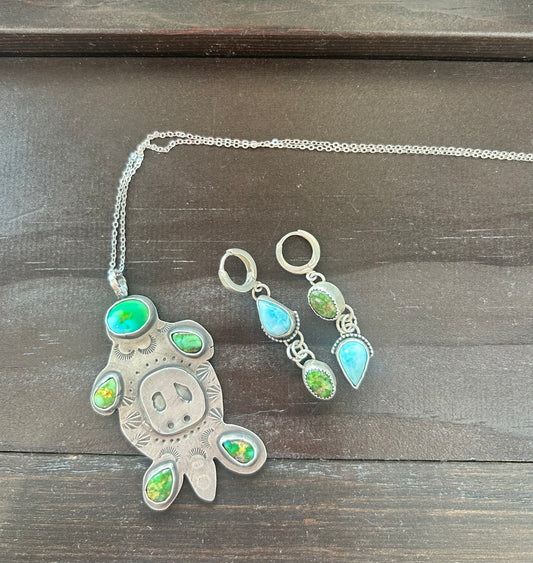Larimar & Emerald Earrings