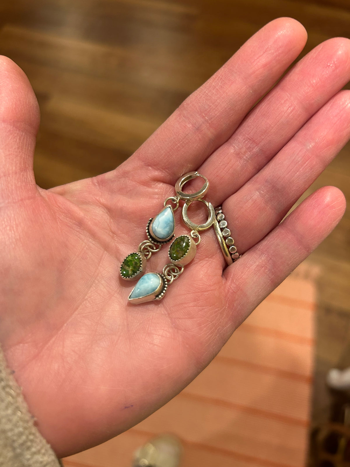 Larimar & Emerald Earrings