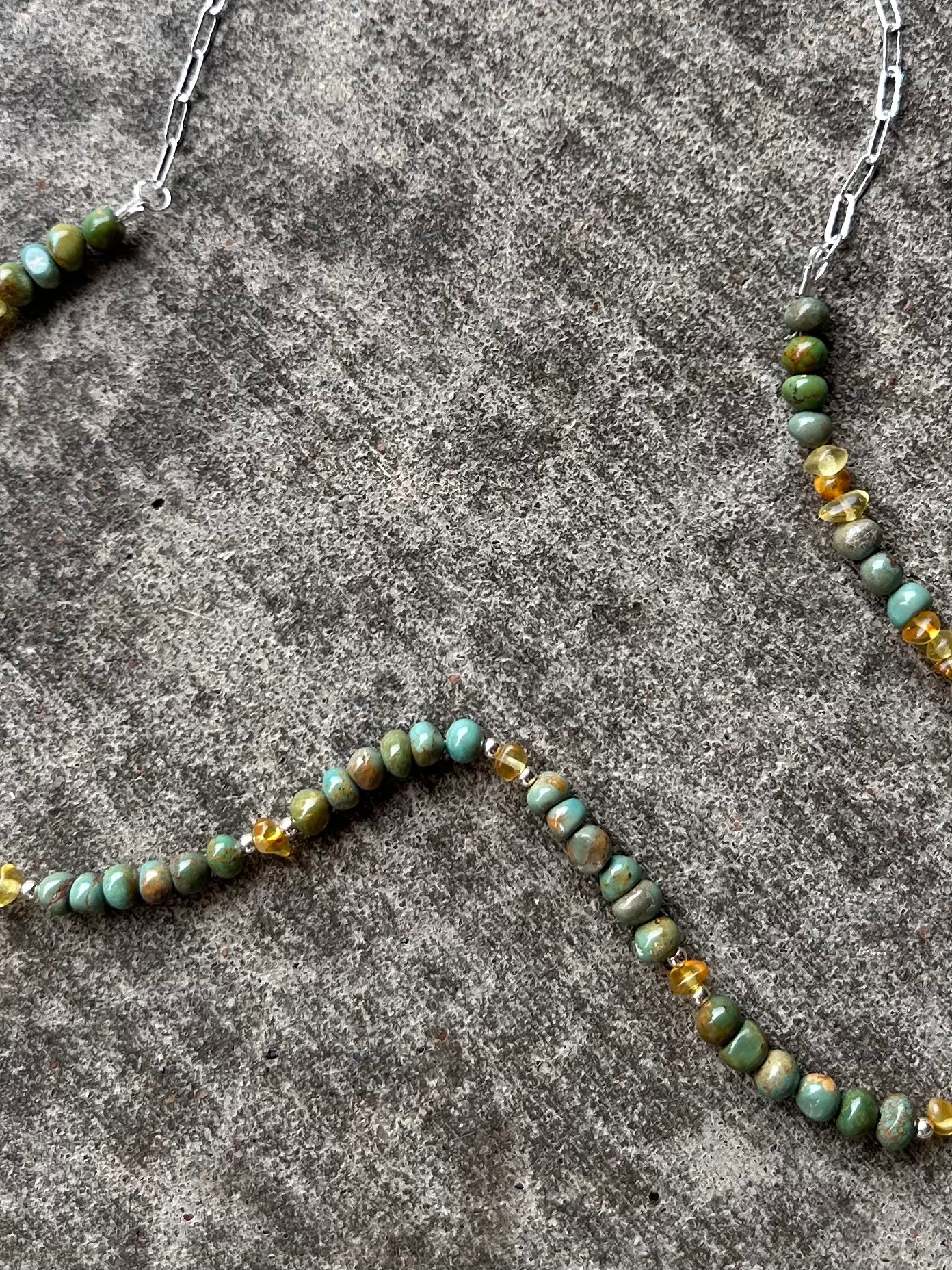 Beaded Turquoise & Baltic Amber necklace