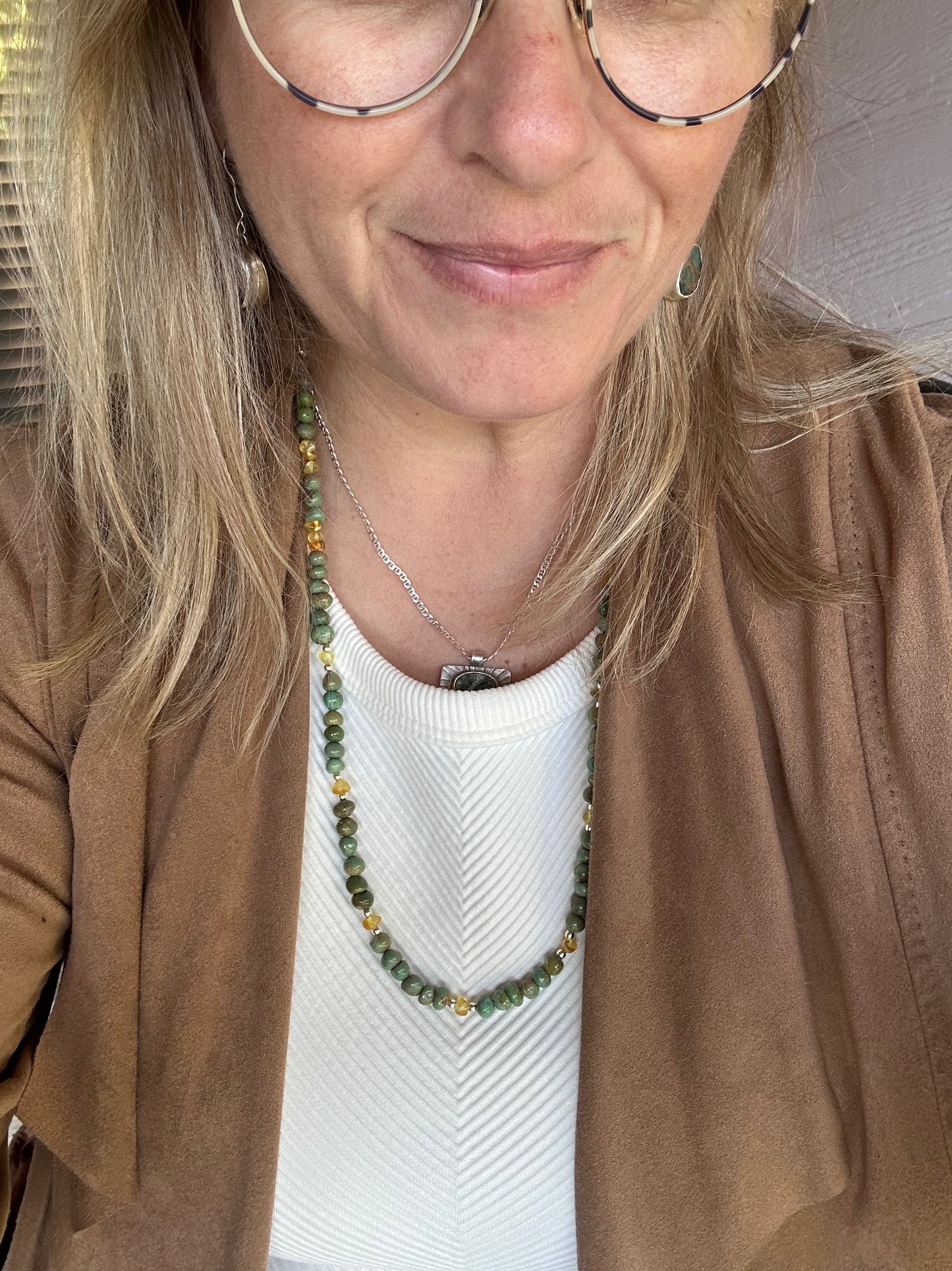 Beaded Turquoise & Baltic Amber necklace