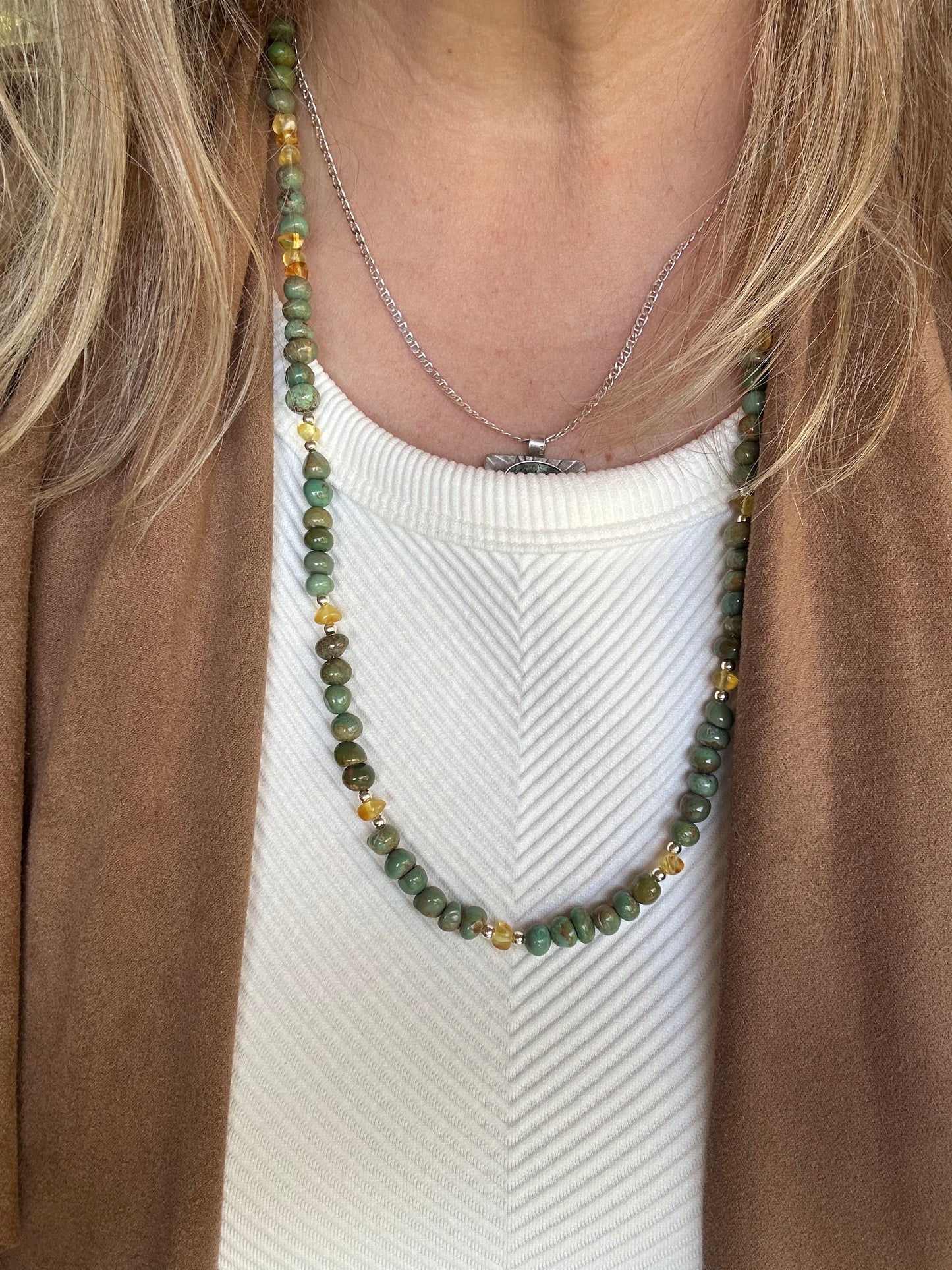 Beaded Turquoise & Baltic Amber necklace