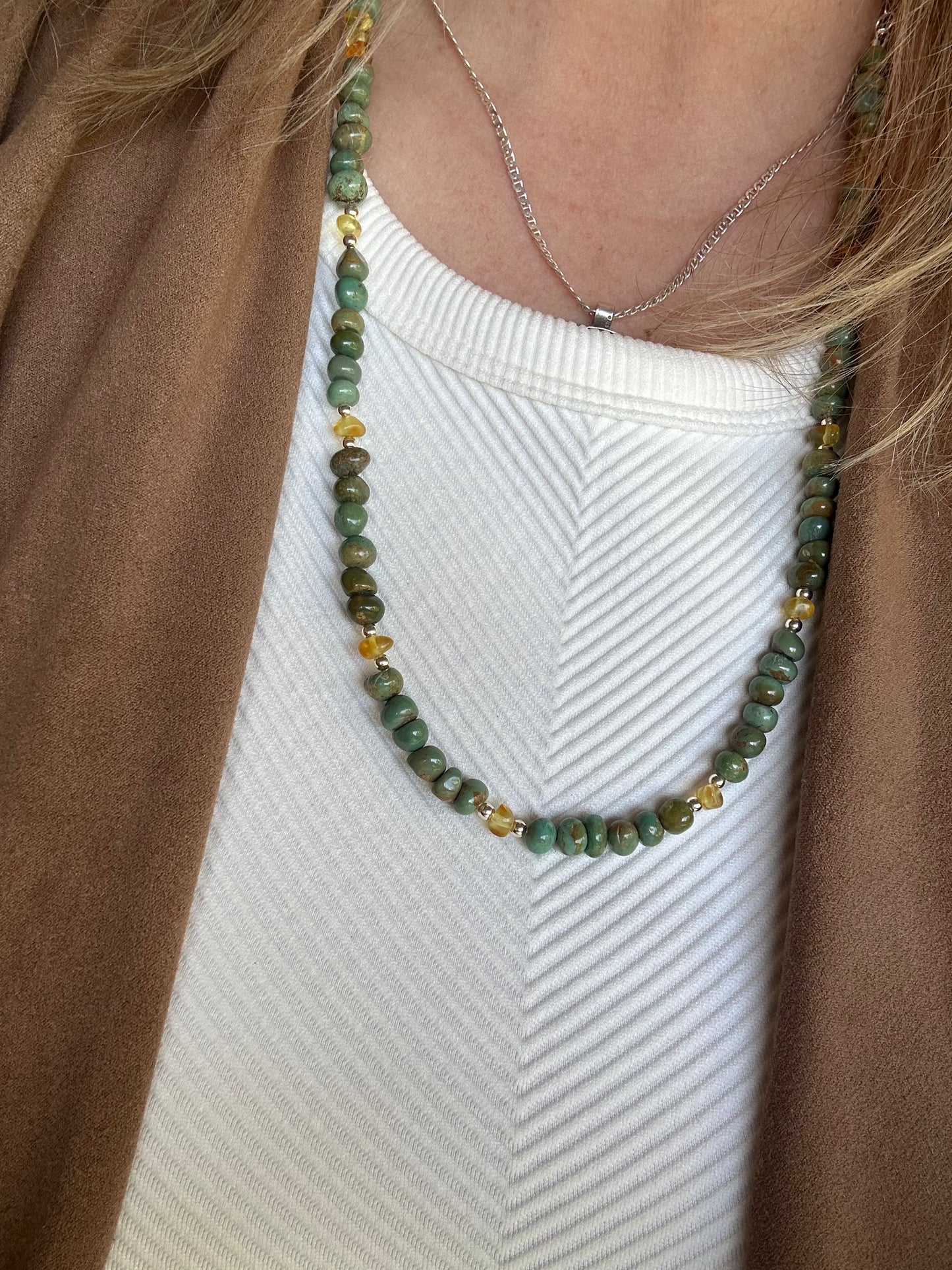 Beaded Turquoise & Baltic Amber necklace