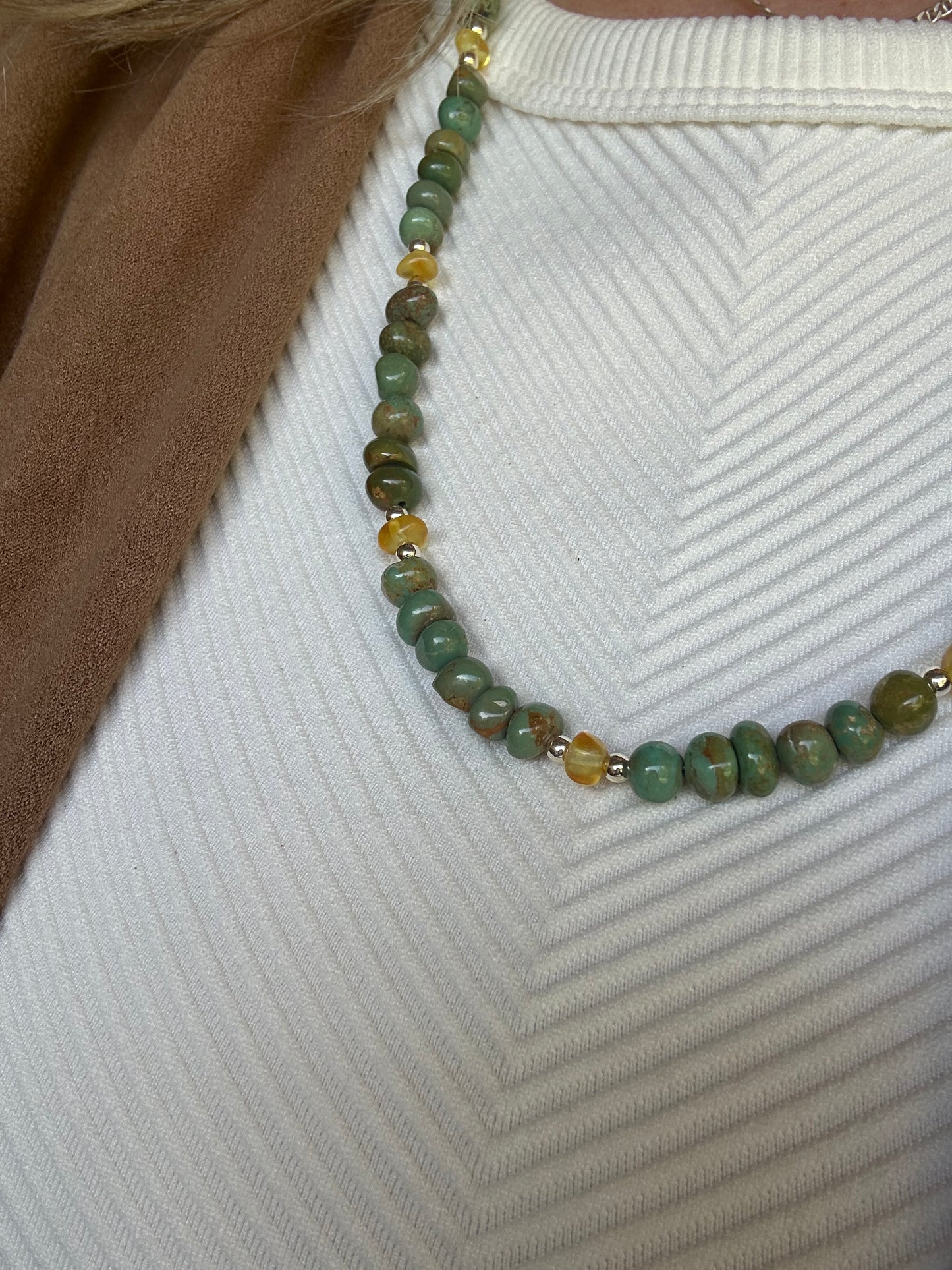 Beaded Turquoise & Baltic Amber necklace