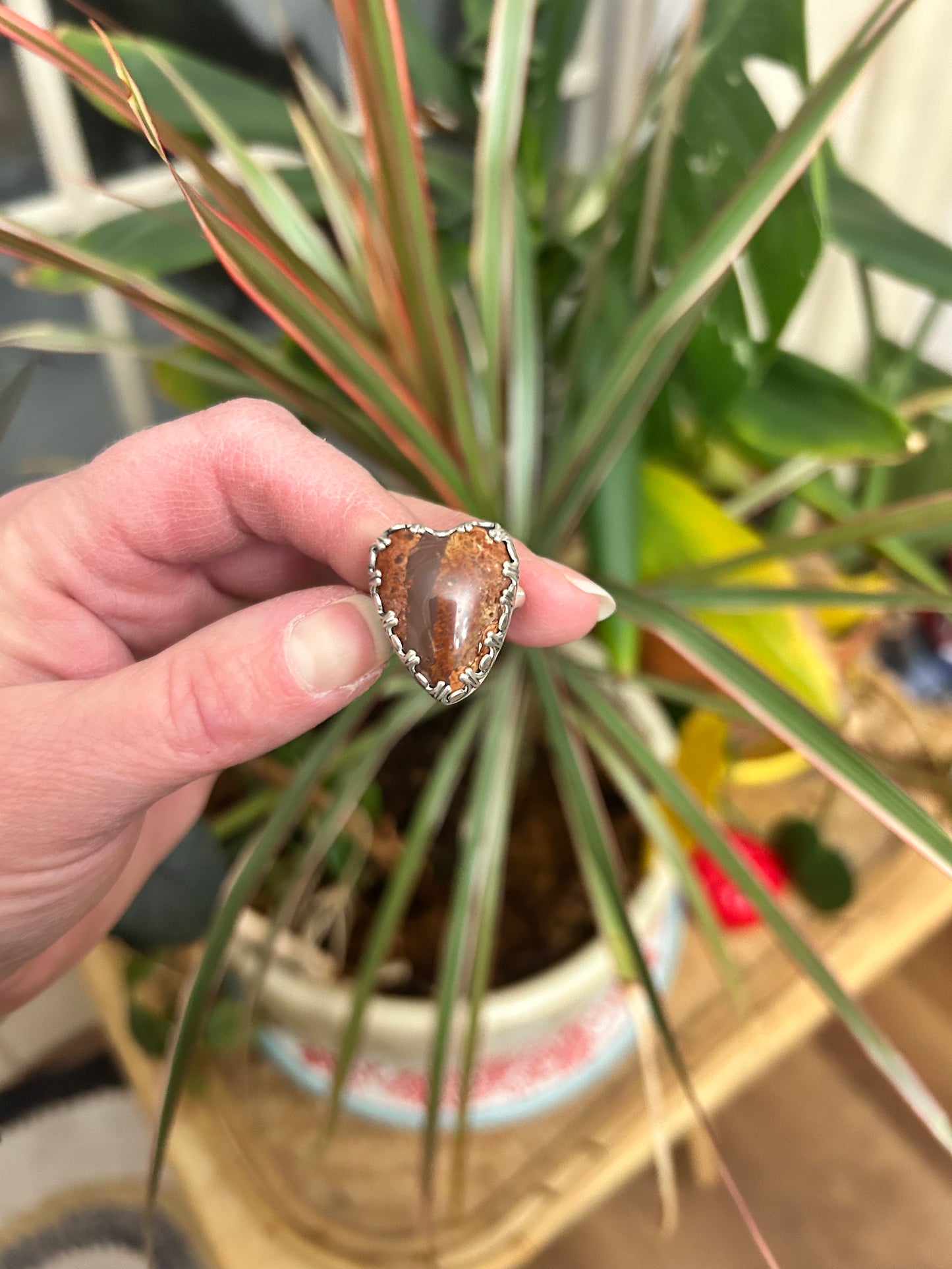 Jasper Bleeding Heart Ring
